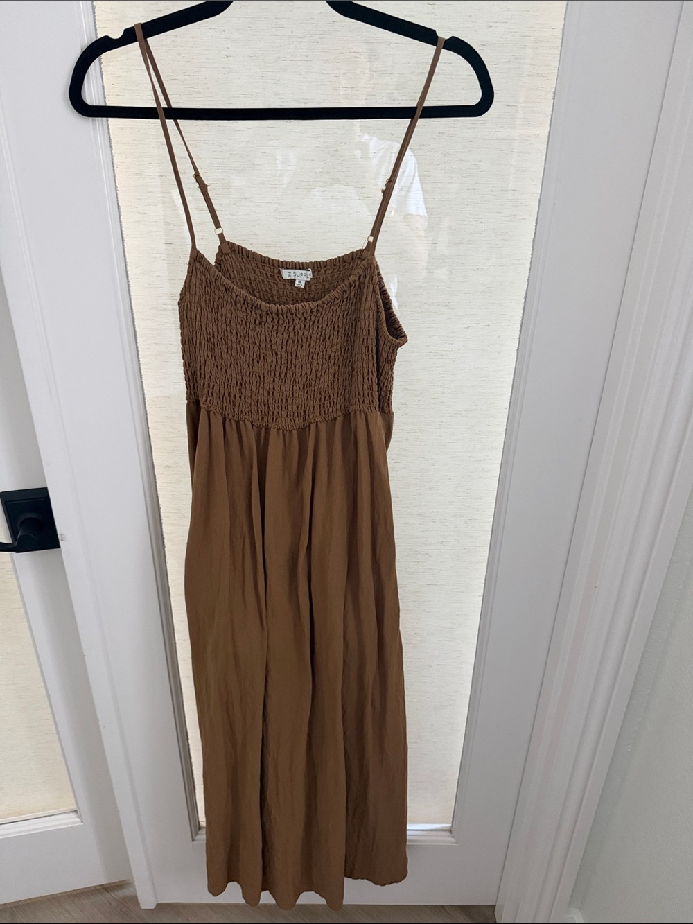 Z Supply Brown Smocked Maxi Dress with Adjustable Spaghetti Straps
